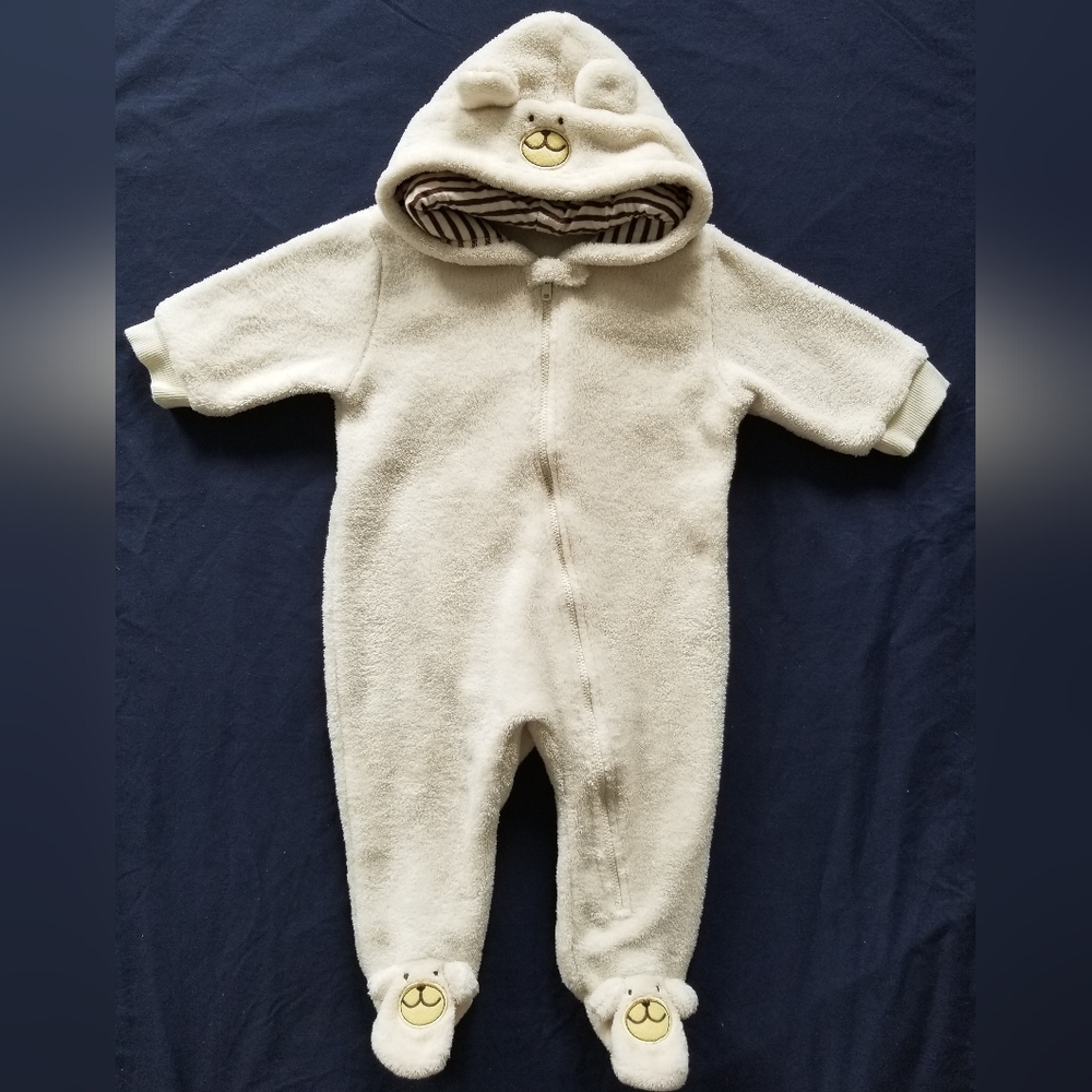 Cozy Cream Hooded Baby Footie